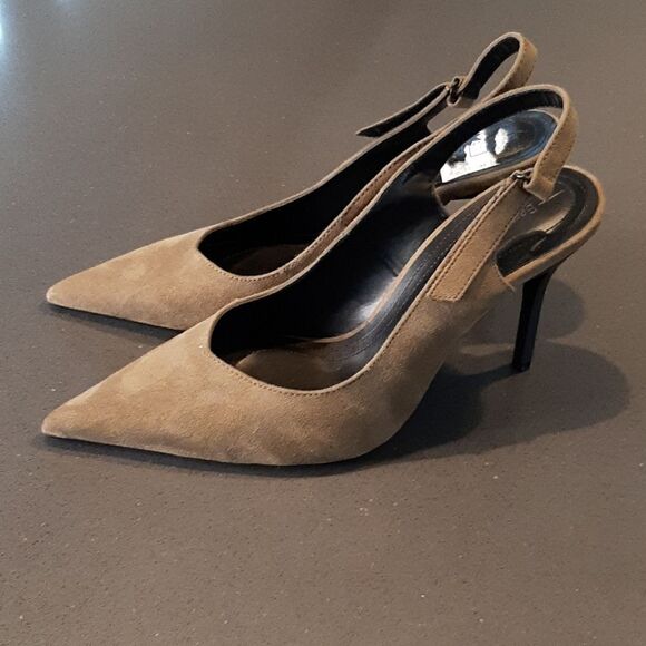 NEW Bershka 37 Brown Pointy Toe Slingback Heels - Picture 3 of 11